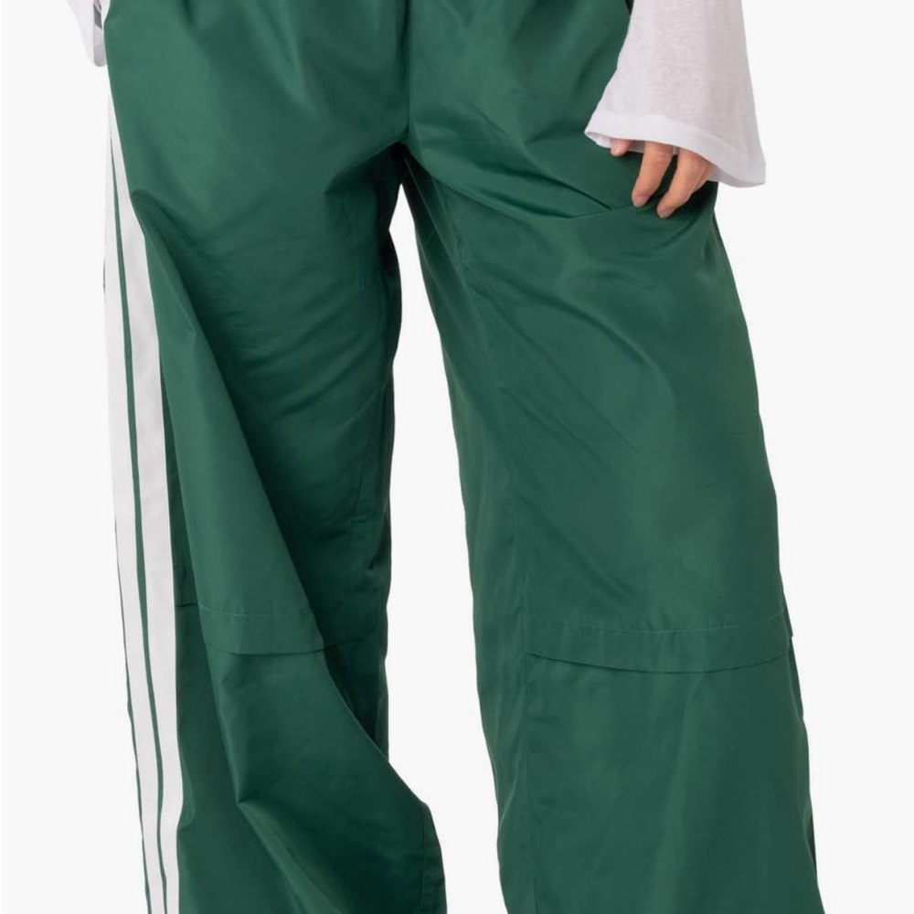 Edikted Green Track Pants with Sporty Stripes